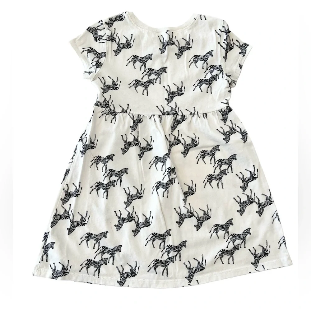 Old Navy Zebra Print Short Sleeve Kids Dress - Black and White | Girls 3T